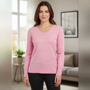 LEI V-Neck Sweater in Light Pink